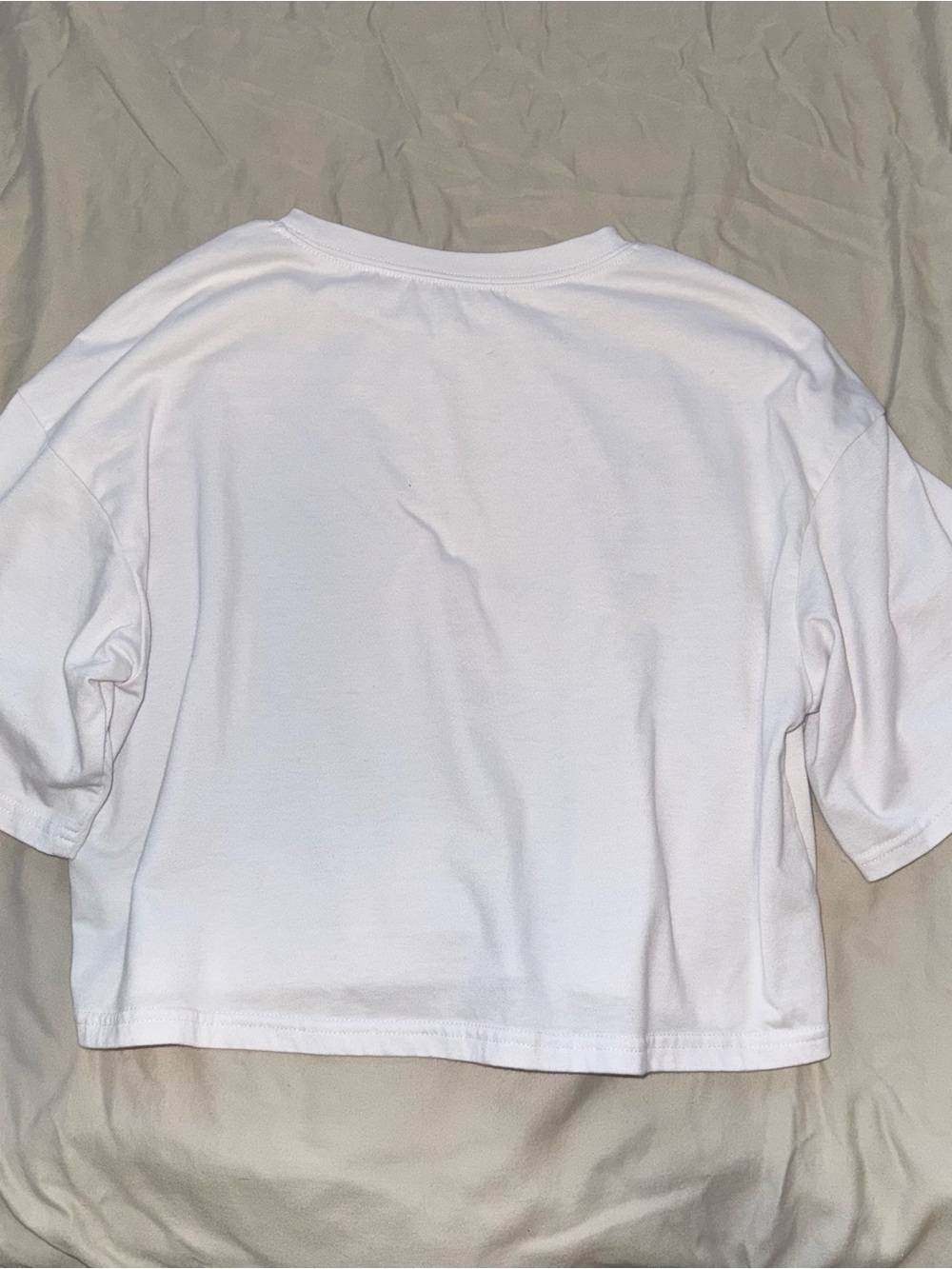 White Cropped Crewneck Tee - Women's Top - Picture 2 of 2